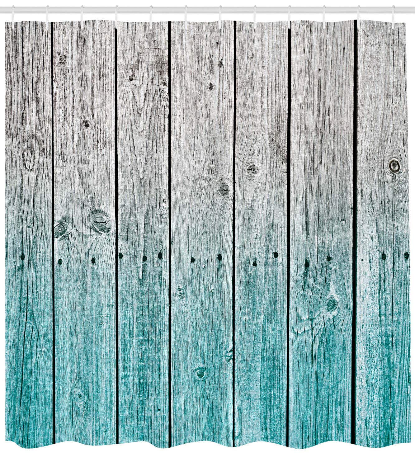 Ambesonne Rustic Shower Curtain, Powder Room Decorations Wood Panels Background With Digital Tones Effect Country House Image, C